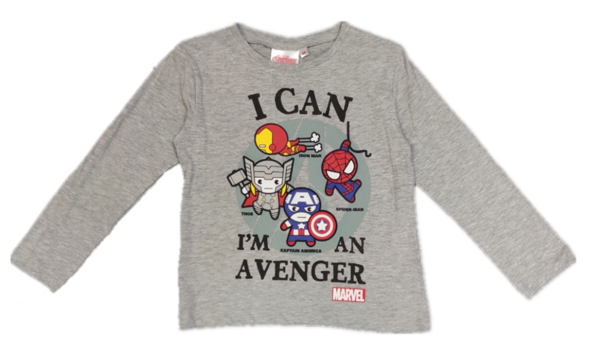 Avengers Kinder Langarmshirt in Grau mit der Aufschrift: "I Can"